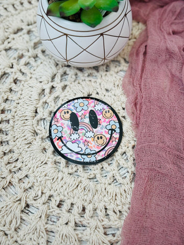 Vinyl Sticker, Distressed Smiley