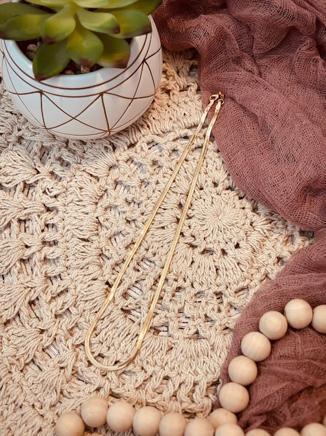 Jade Gold Herringbone Necklace